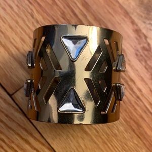 Gold and Clear Gemstone Cuff Bracelet